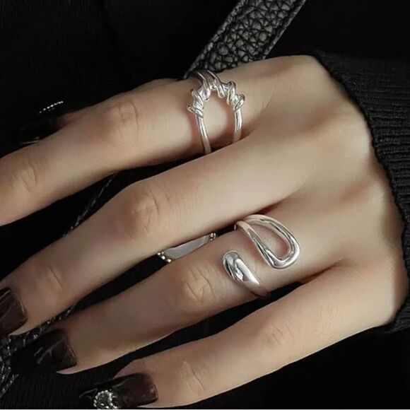 #12 Two Sterling Silver Rings Adjustable - Picture 1 of 7